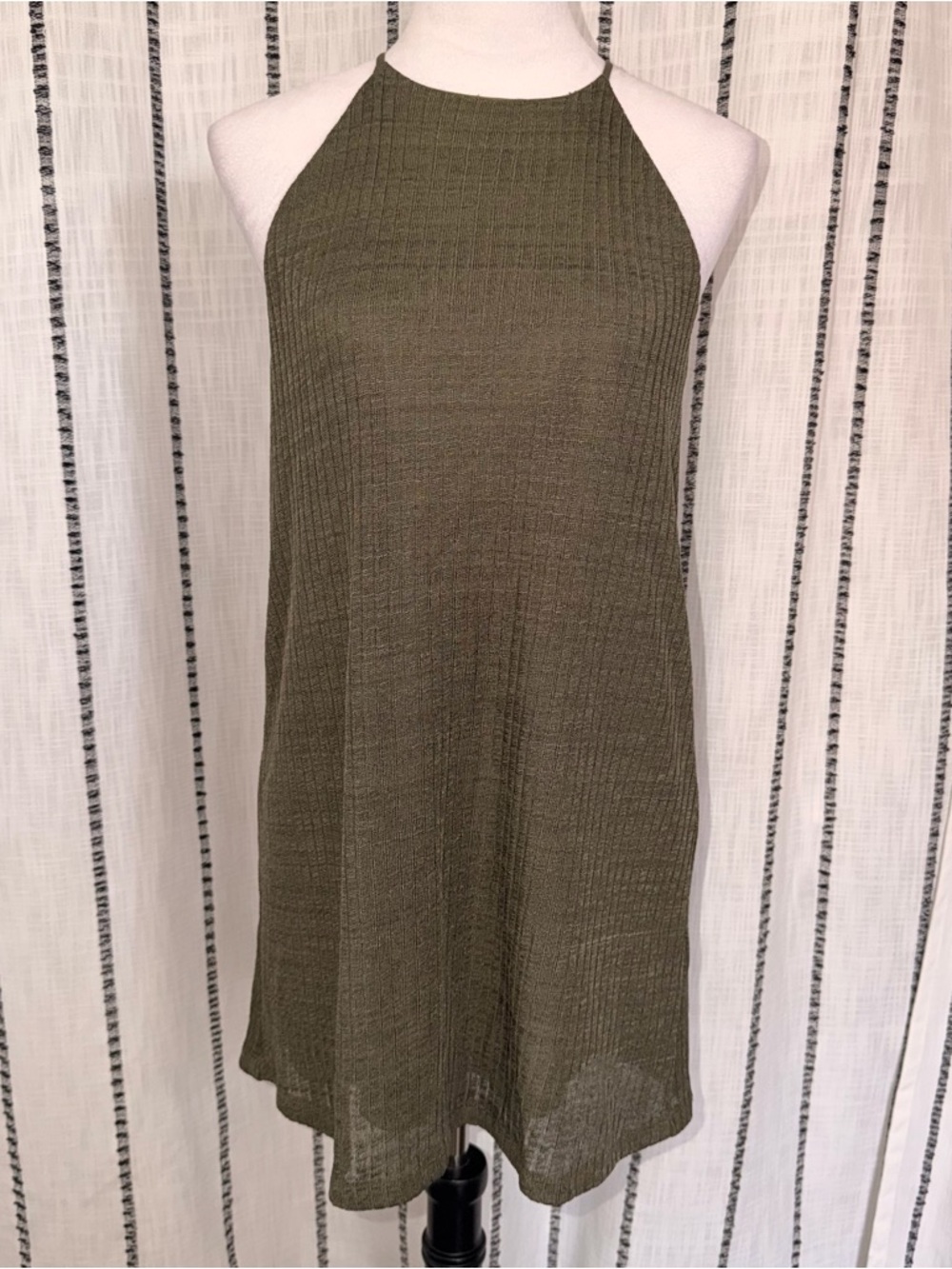 Zara Olive Green Mini Halter Dress